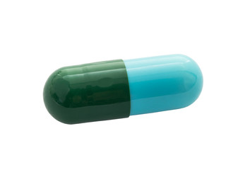 Closeup pill capsule isolated on white background and clipping path