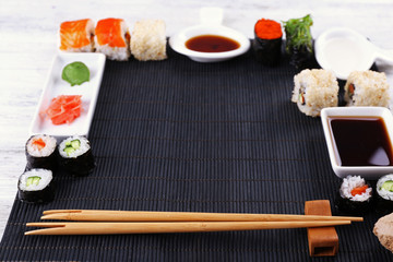 Served table for sushi party