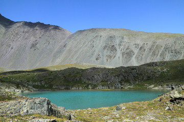 Blue lake in mountains