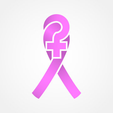 Pink ribbon and female gender symbol