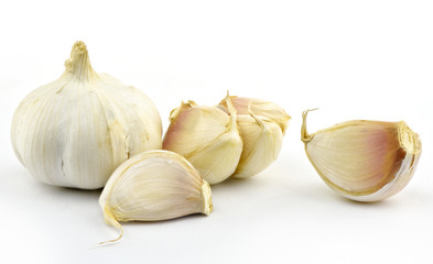 Garlic on white background