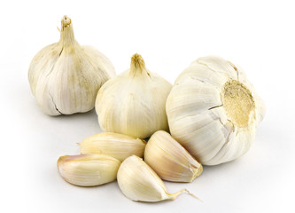 Garlic on white background