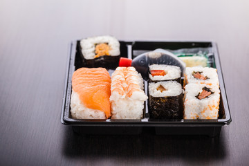 Sushi box on the table
