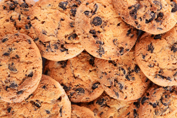 Cookies with chocolate crumbs background