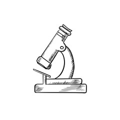 Laboratory optical microscope icon sketch