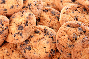 Cookies with chocolate crumbs background