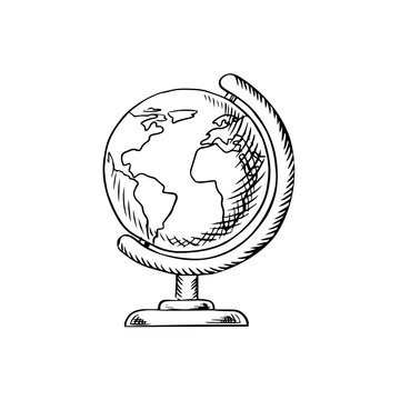 Modern globe with desktop stand sketch