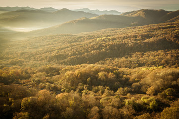 Colorful autumn in the mountains and valleys