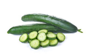 Slice of cucumber  on white background