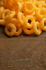 Chips rings on wooden background