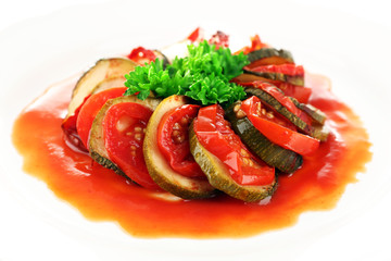 Ratatouille on plate, close-up