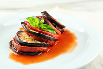 Ratatouille on plate, close-up