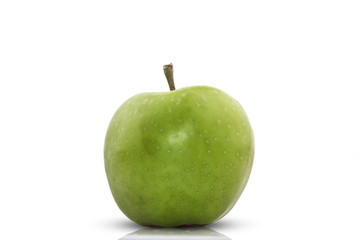 Green apple on white background