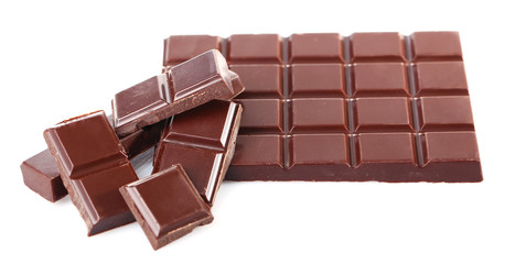 Chocolate bar isolated on white