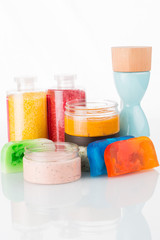 Set for spa. Handmade soap. salt and foam bath