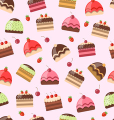 Seamless Pattern with Different Cake