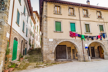 Alleys of mountain village in Tuscany