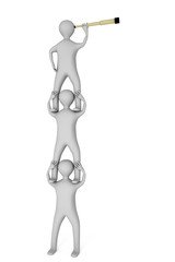 Figures look with a telescope