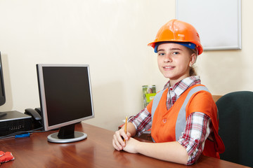 Young contractor relaxing in the office