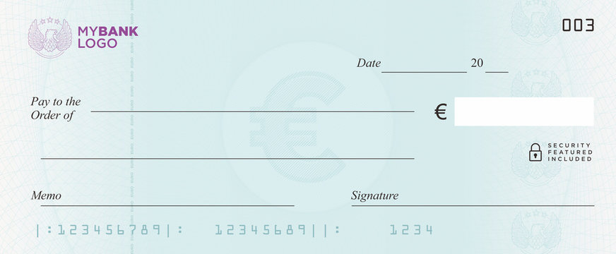 Euro Bank Cheque Vector