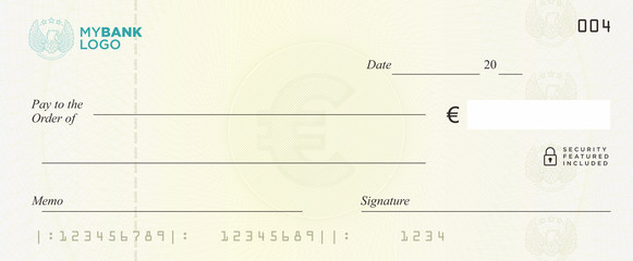 Euro Bank Cheque Vector