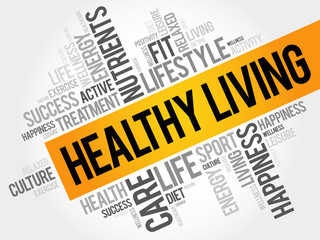 Healthy Living word cloud, health concept