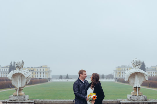 Two lovers. Lovers on a viewing platform.