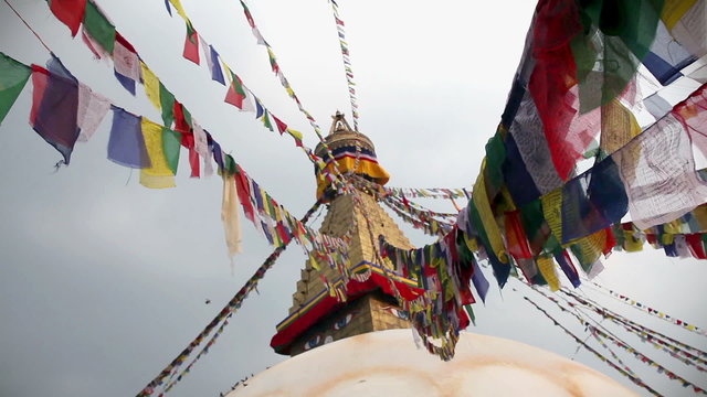 Bodhnath stupa with prayer flags