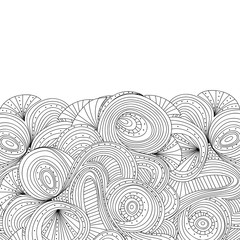 Zentangle style invitation card. Template wavy frame design for card. Decorative abstract element border.