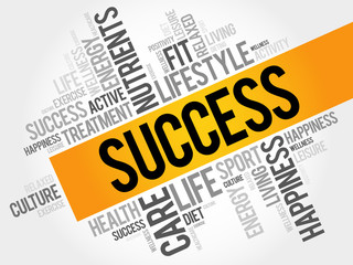 SUCCESS word cloud, fitness, sport, health concept