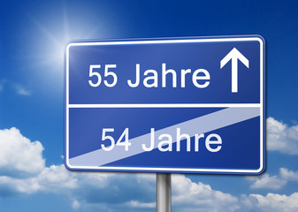 55 Jahre 55ster Geburtstag Schild
