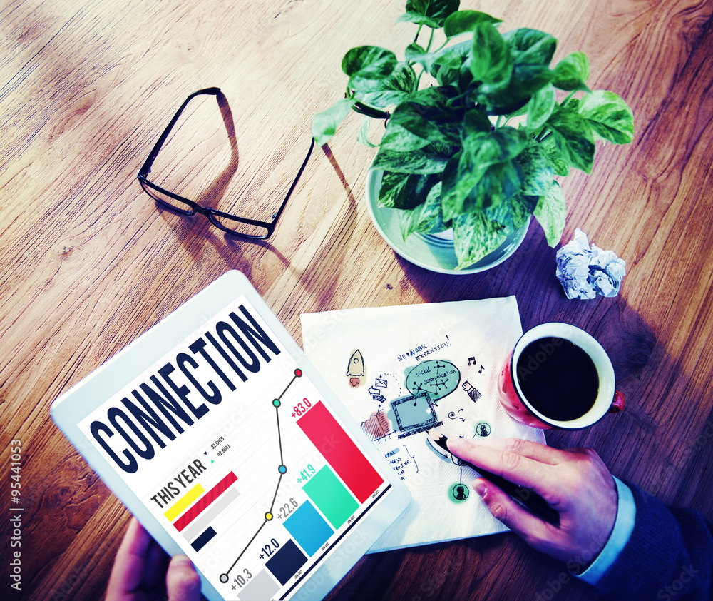Poster networking connection global communication link concept