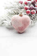 Christmas decoration over silver background.