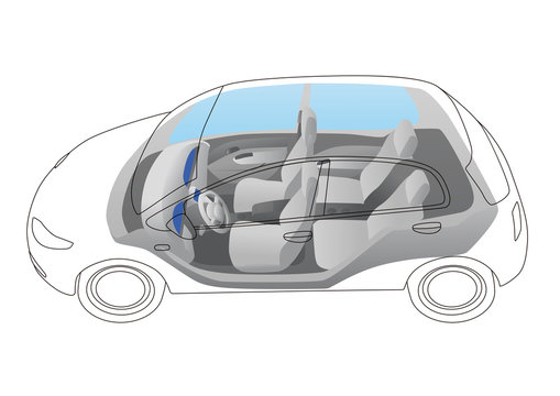 generic vehicle body and interior, vector illustration