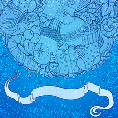 Winter collection. Icons circle composition.