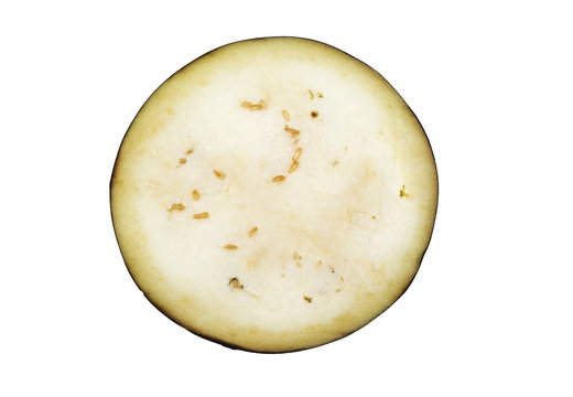 Aubergine slice on white