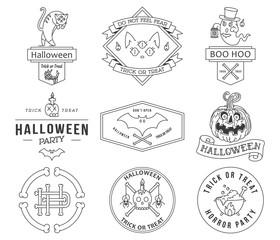 Happy Halloween badges black on white