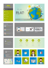 One page website design template in flat design style 