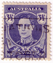 AUSTRALIA - CIRCA 1942: A stamp printed in Australia shows portrait of King George VI, without inscription, from the series "King George VI", circa 1942