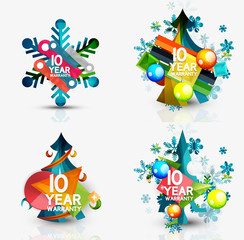 Set of Christmas sale or promotion price tags, New Year tree with labels and your message