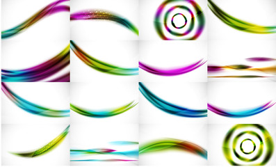Set of wave flowing blurred motion abstract backgrounds