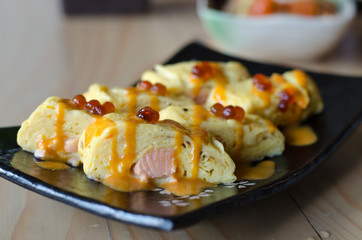 japanese egg sushi, Fried egg roll Tamagoyaki