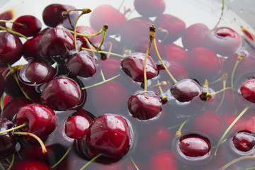 Fresh Red Cherry In Water