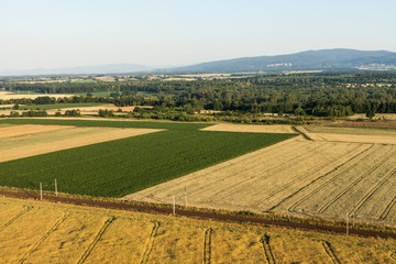 Fototapeta na wymiar aerial view of harvest fields