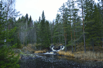 Ruskeala waterfalls in Karelia