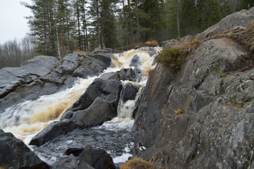 Ruskeala waterfalls in Karelia