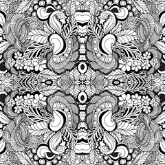 stock vector seamless floral  doodle kaleidoscope pattern.