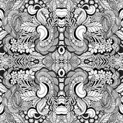 stock vector seamless floral  doodle kaleidoscope pattern.