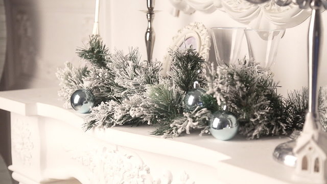 Christmas decoration white fireplace