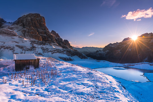 picturesque winter in Dolomites